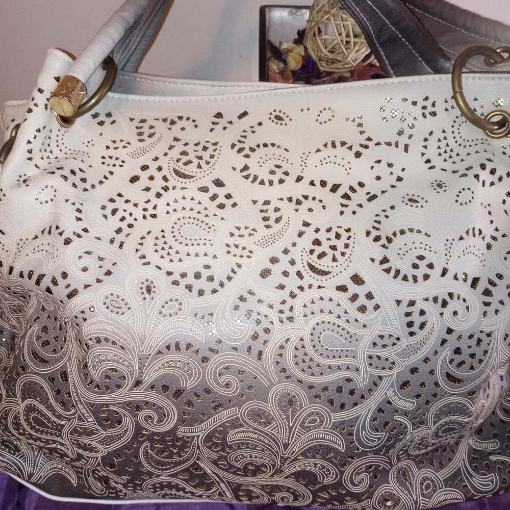 Two Shades of Grey with Gold Accents Women's Handbag
